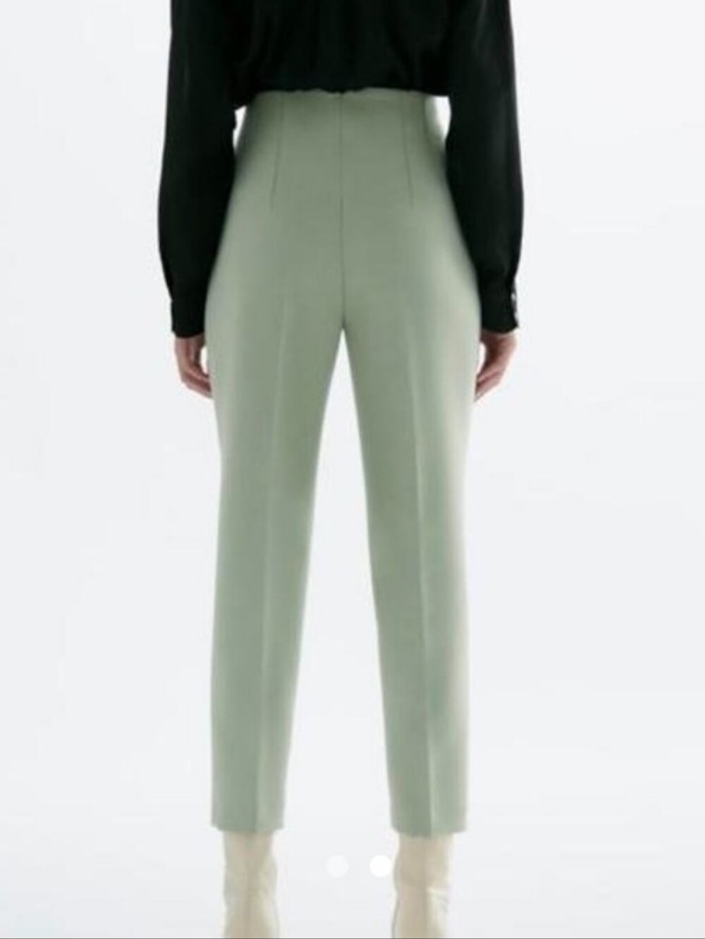Zara High-Waist Tailored Ankle Pants - Sage Green Sz-L - Picture 2 of 8
